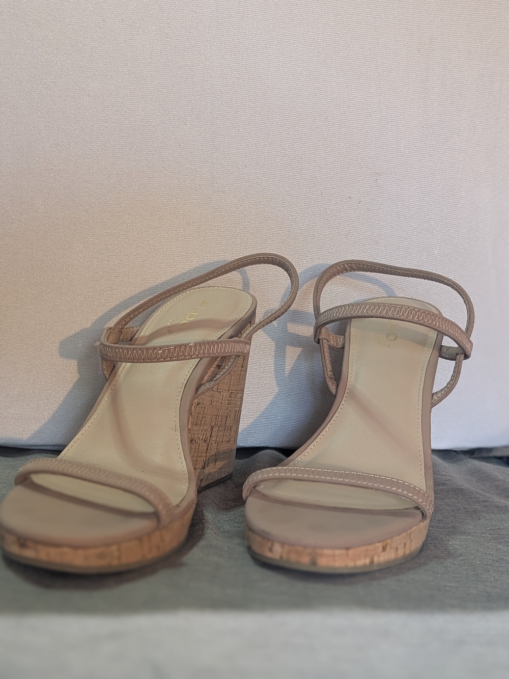 ALDO Nude Cork Platform Wedge Sandals Size 9
